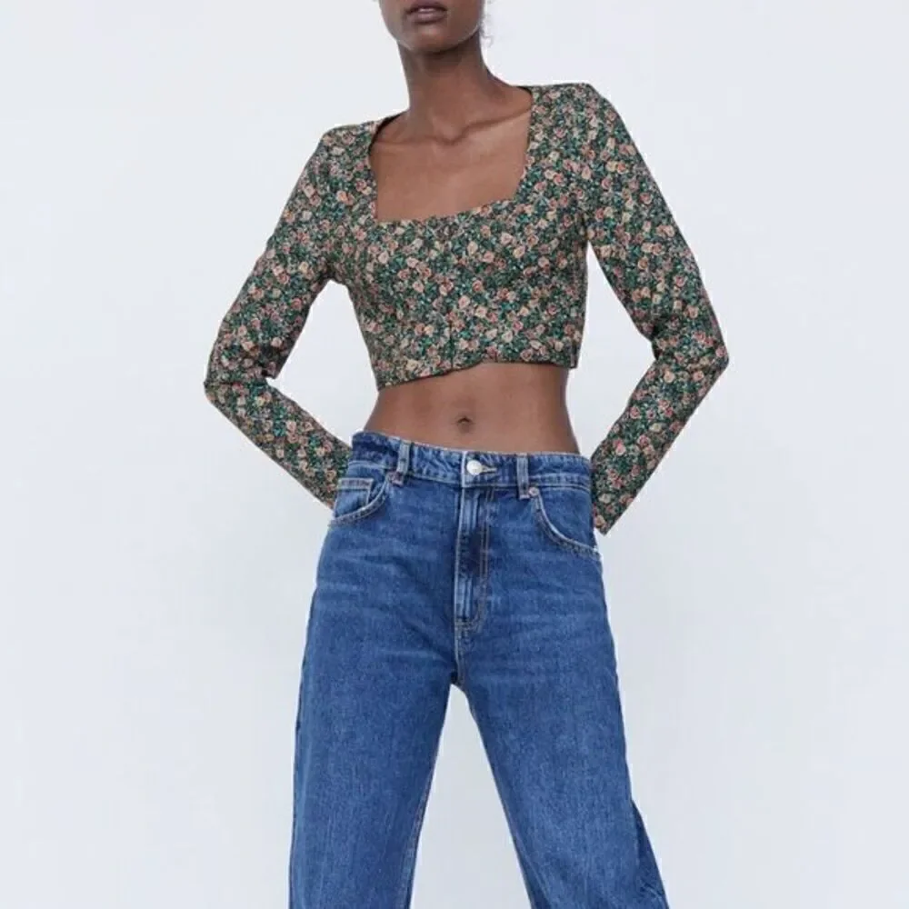 ZARA FLORAL PRINT CROP TOP‎
